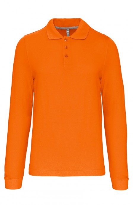 Polo homme manches longues orange