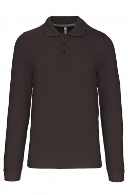 Polo homme manches longues dark grey