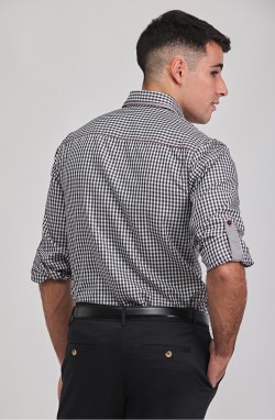 Chemise de serveur à carreaux gris